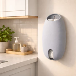 Porta Sacolas Puxa Saco Dispenser Parede Cozinha Lavanderia Organizador moderno Cinza Casa Primo