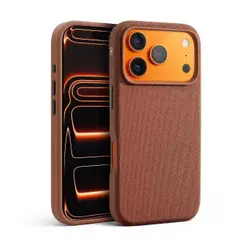 Gshield Capa Case Anti-impacto Woov Marrom Antiderrapante com Acabamento Texturizado e Magsafe para iPhone