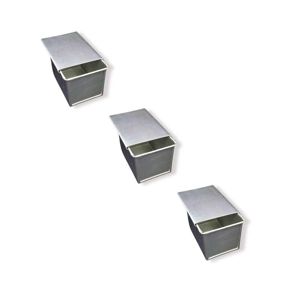 Kit Com 3 Formas Pra Pão De Forma 15x10x10cm Com Tampa Em Alumínio em Oferta na Shopee