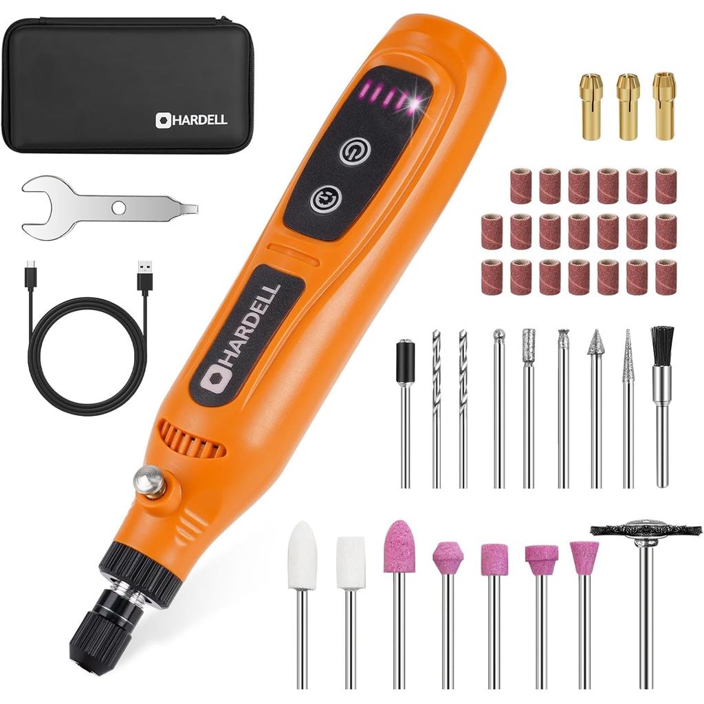 HARDELL Mini Ferramenta Rotativa Sem Fio 4V, Kit de Ferramenta Rotativa de 5 Velocidades com 42 Acessórios, Ferramenta R