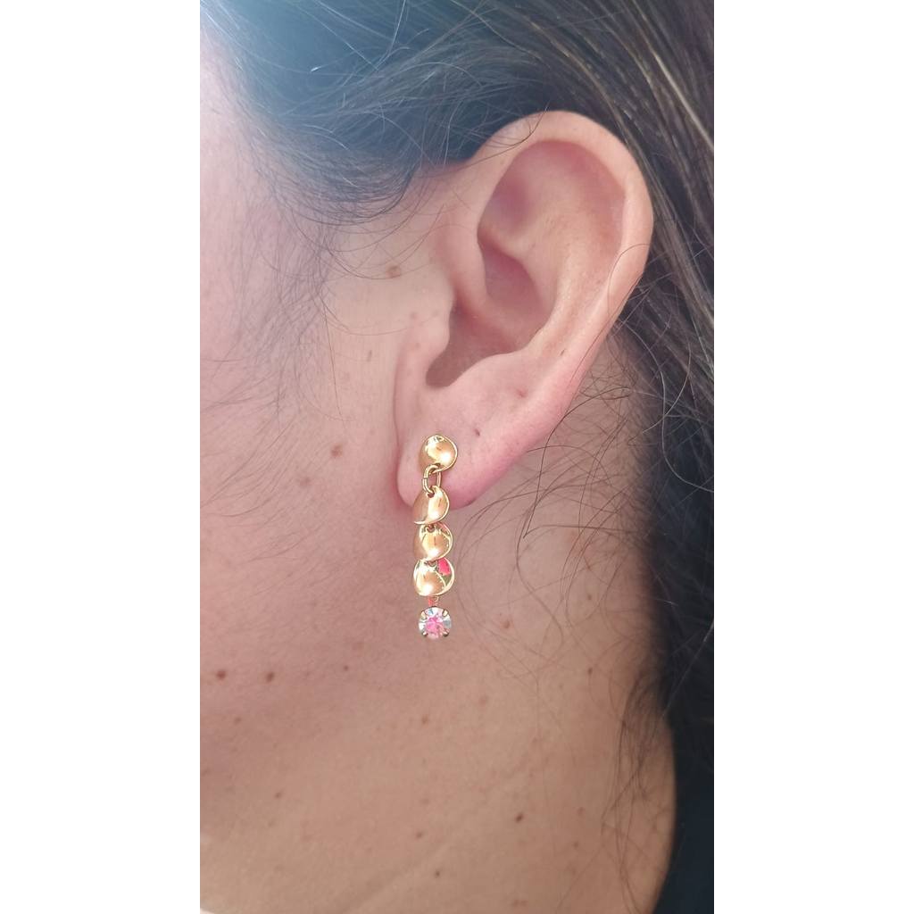 BRINCO MEDIO CRISTAL FOLHEADO OURO 18 K / ROMANEL