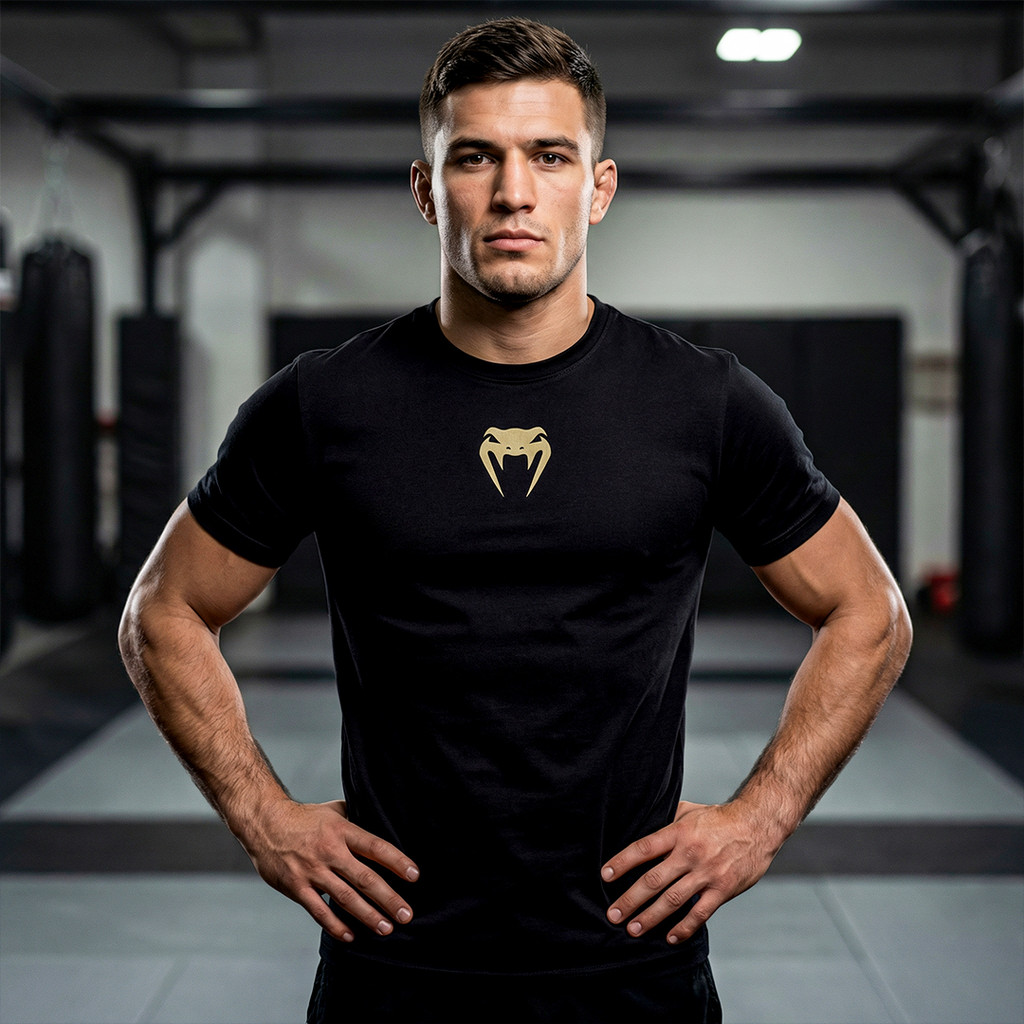 Camiseta Venum Masculina Adrenaline Fight Preta Tamanho G MMA Luta Dry Fit Esporte Academia