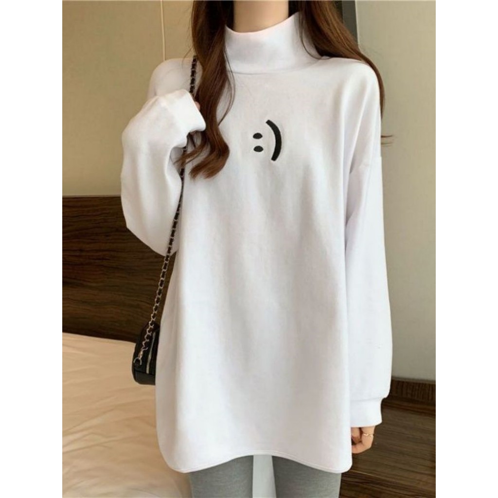 Maternidade roupas de outono confortável alemão veludo quente gordura mm Plus Size feminino meia gola alta manga comprid