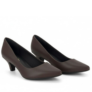 Scarpin Marron Café Sapato Social Feminino Salto Médio 5cm Bico Fino Elegante Confortável Clássico