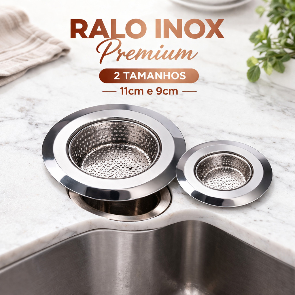 Ralo para Pia Tanque Aço Inox com Borda Larga Filtro Anti Entupimento Premium Cozinha