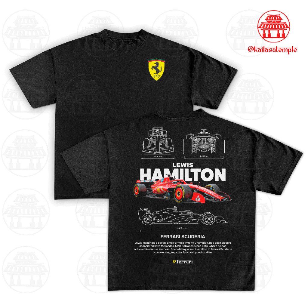 Camiseta Masculina F1 Ferrari x Lewis Hamilton Camisa 100% Algodão Premium Unissex Carro Corrida