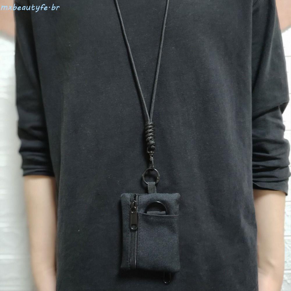 MXBEAUTYFE Mini Carteira De Tecido Oxford , Bolsa De Moedas Casual De Nylon Pendurada No Pescoço , Com Cordão Porta-Cart
