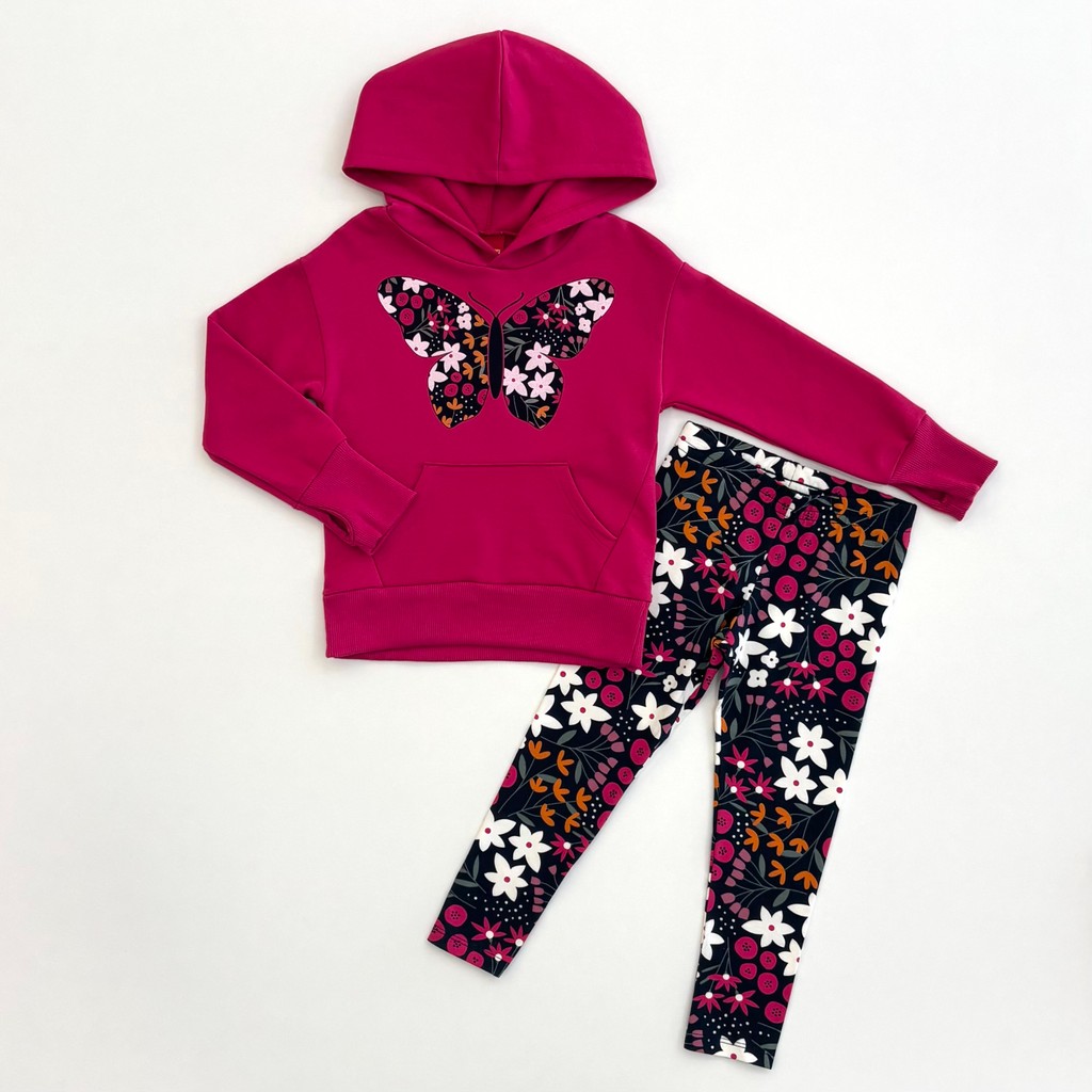 Conjunto Kyly Infantil Menina Blusão Rosa Com Touca e Legging Inverno Moda Kids 1001562