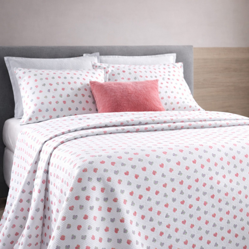 Colcha Super Queen Dohler Piquet Favo Estampada 100% Algodão Macia 3 pçs em Oferta na Shopee