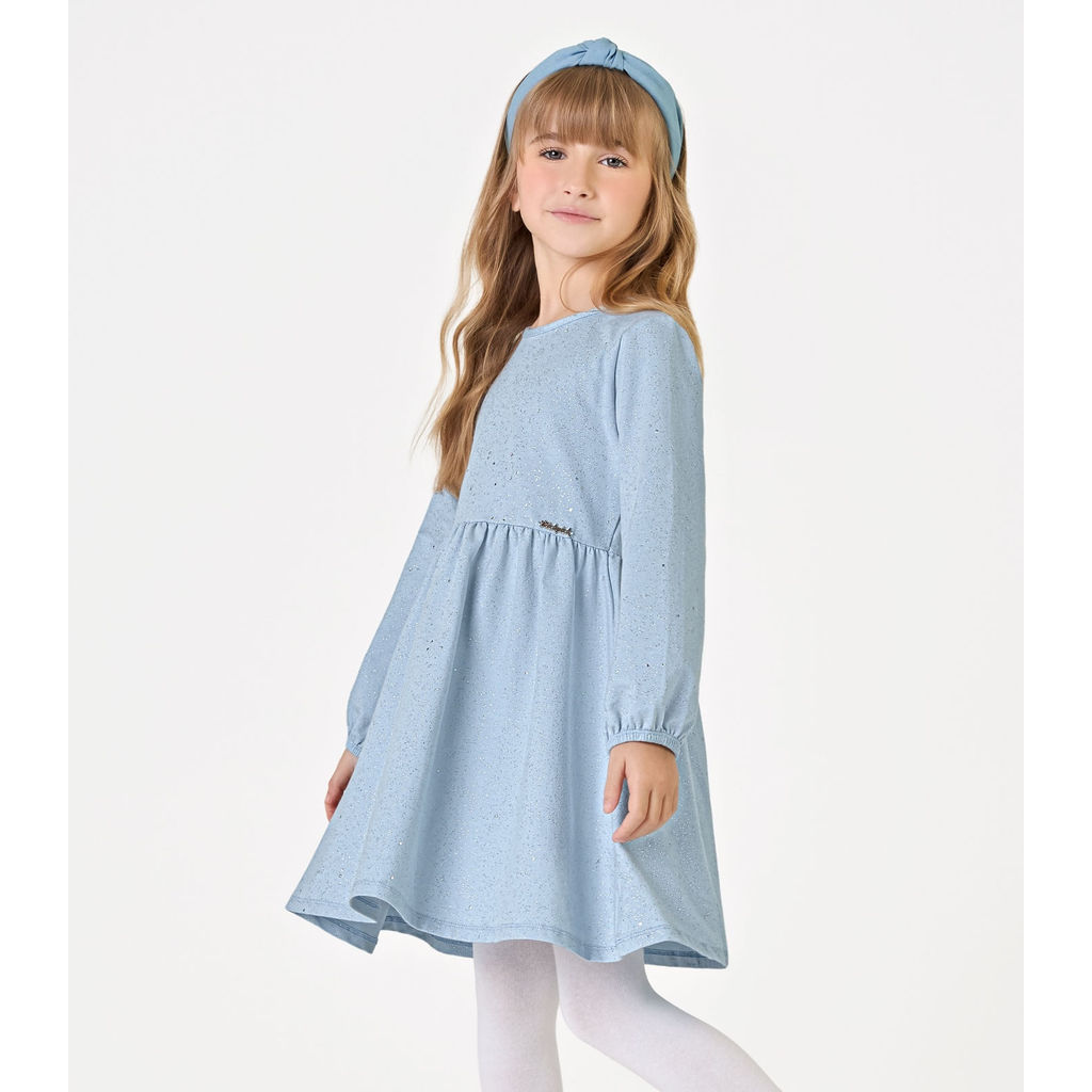 Vestido Manga Longa Feminino Trick Nick Azul
