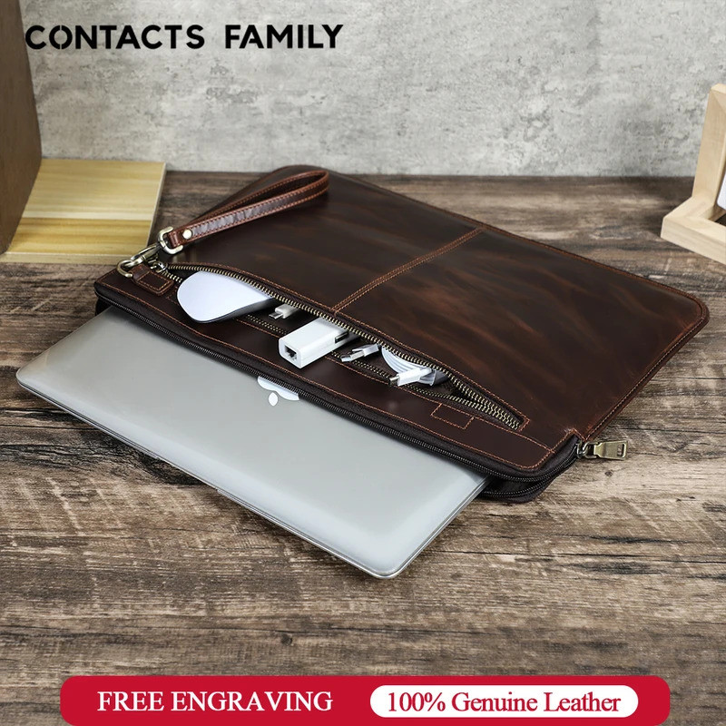 Capa De Couro Genuíno Para Laptop , Macbook Pro 16 Dell ASUS Galaxy Book Thinkpad 16 Polegadas , Maleta De Computador Ma