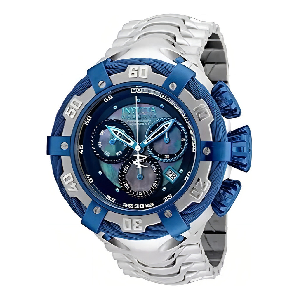 Relógio De Pulso Invicta Thunderbolt 21357 Com Corria De Aço Inoxidável Cor Prateado - Fondo Azul