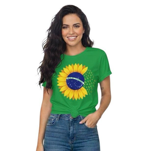 Camiseta  Brasil Copa do mundo Hexa,Girassol 100% Algodão