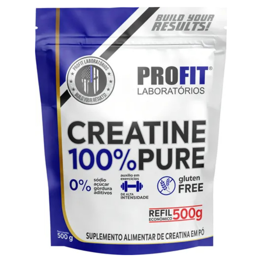 Creatina 100% Pura Monohidratada Profit Labs 500g Força Massa Muscular e Desempenho Máximo