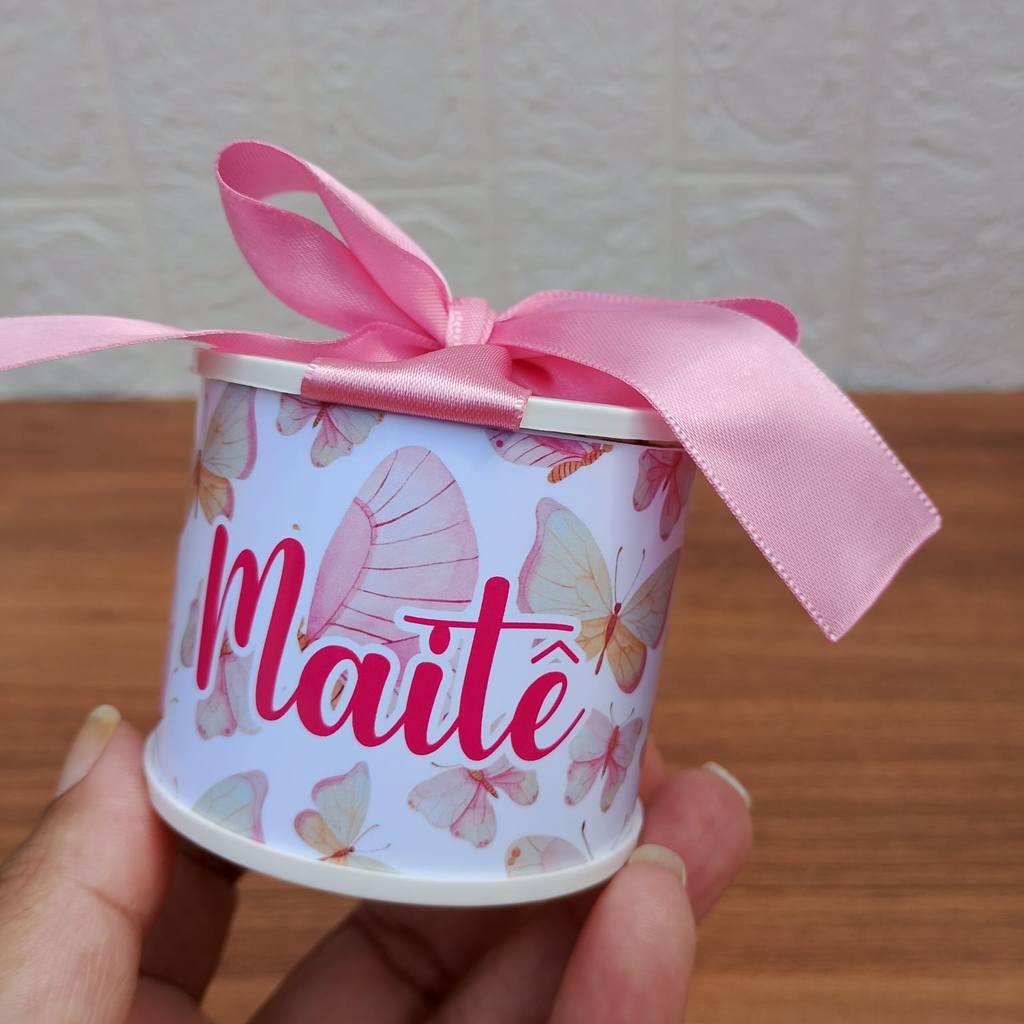 Kit Tubolata Personalizada 5x6 * Lembrancinhas BORBOLETAS ROSA -Chá de Bebe - Aniversário - Maternidade - Comemorações