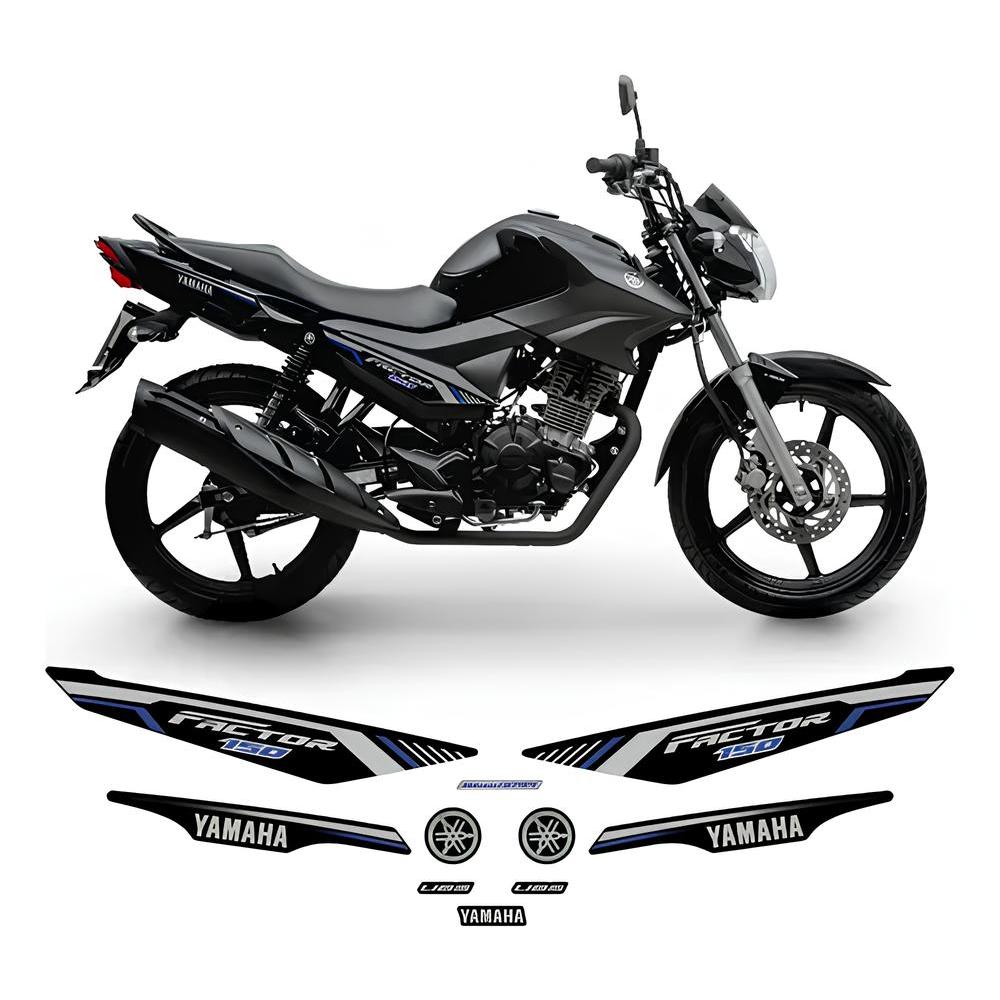 Jogo Adesivo Yamaha Factor 150 2022 Preto LBM