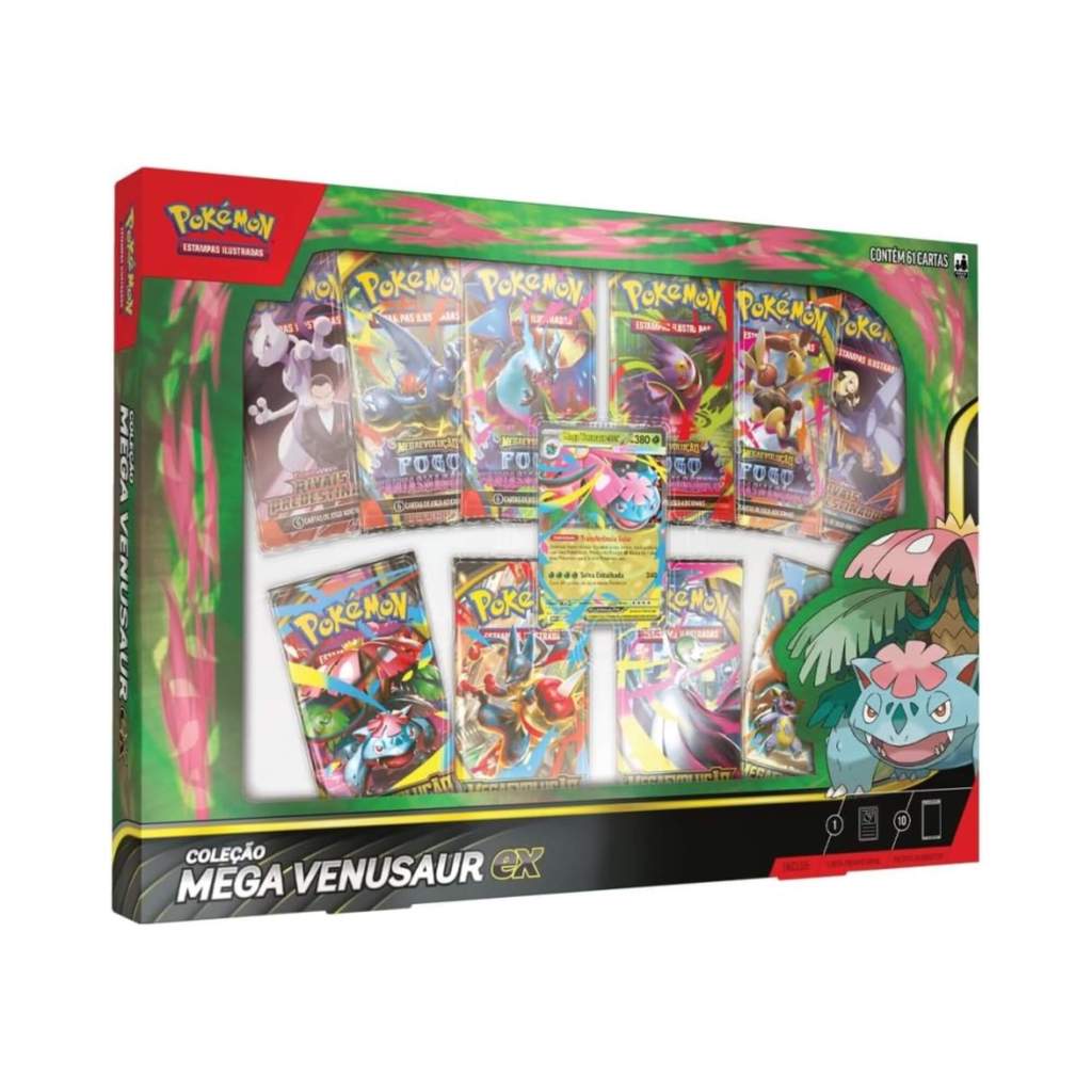 Box Pokemon Coleção Mega Venusaur EX Copag - 35877 em Oferta na Shopee