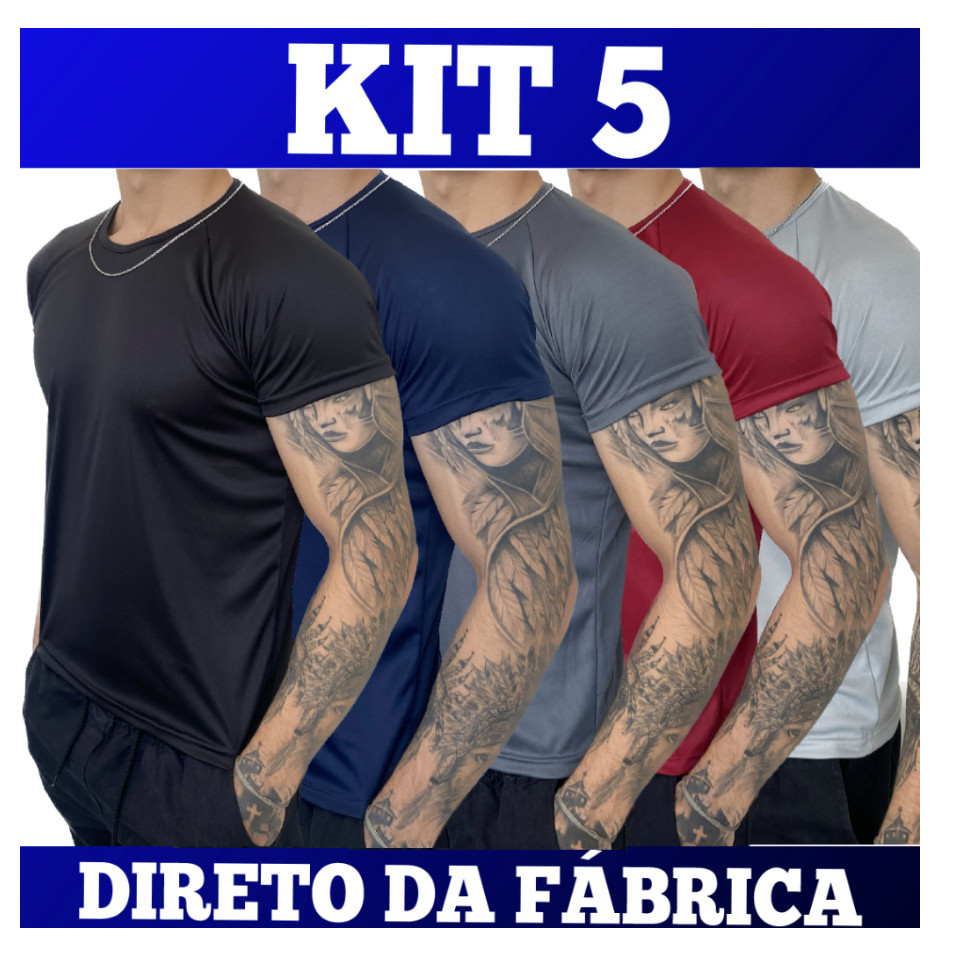 Kit 5 Camiseta Masculina Dry Fit Proteção Solar UV50 Térmica Anti Suor Academia Treino 2025