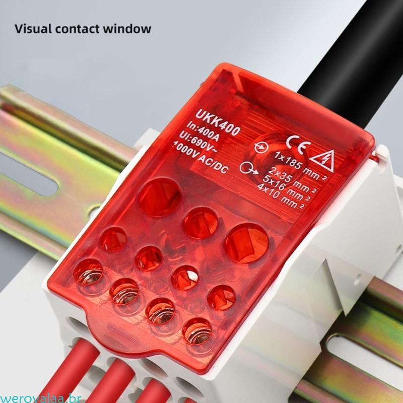 Weroyala Bloco Distribuição Trilho DIN 8 Vias Snap On Contatos Montagem Forças Industriais Plásti