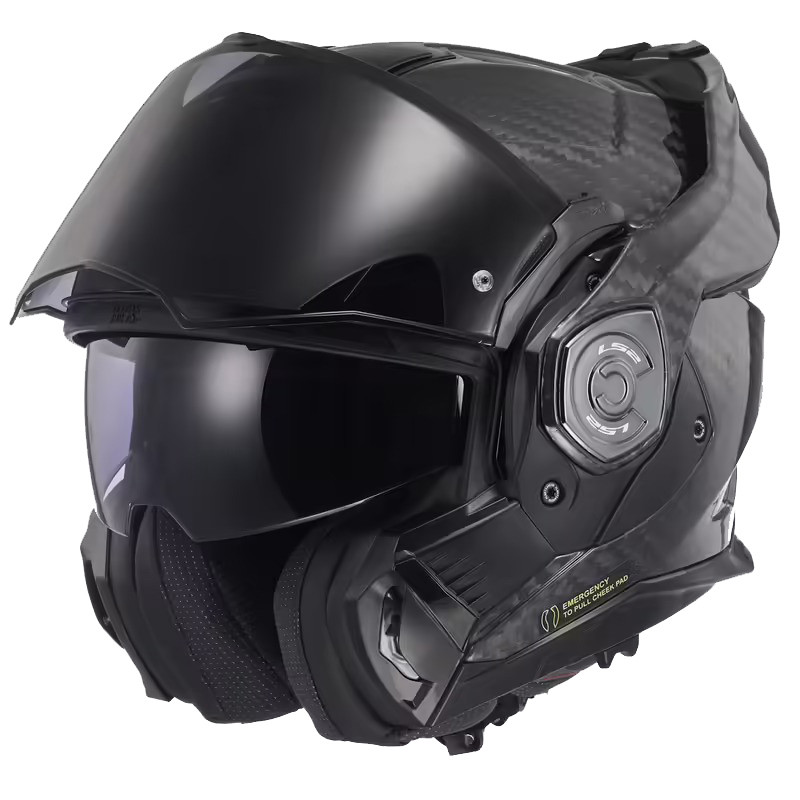 Capacete Ls2 AdvantX FF901 Carbon Preto Escamoteável Robocop