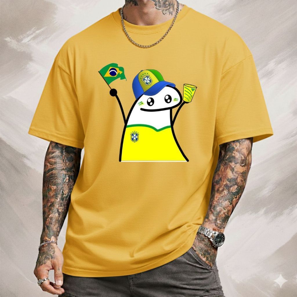 Camiseta Brasil Masculina Torcida Esportiva Brasil Copa Do Mundo 2026 Algodão Premium