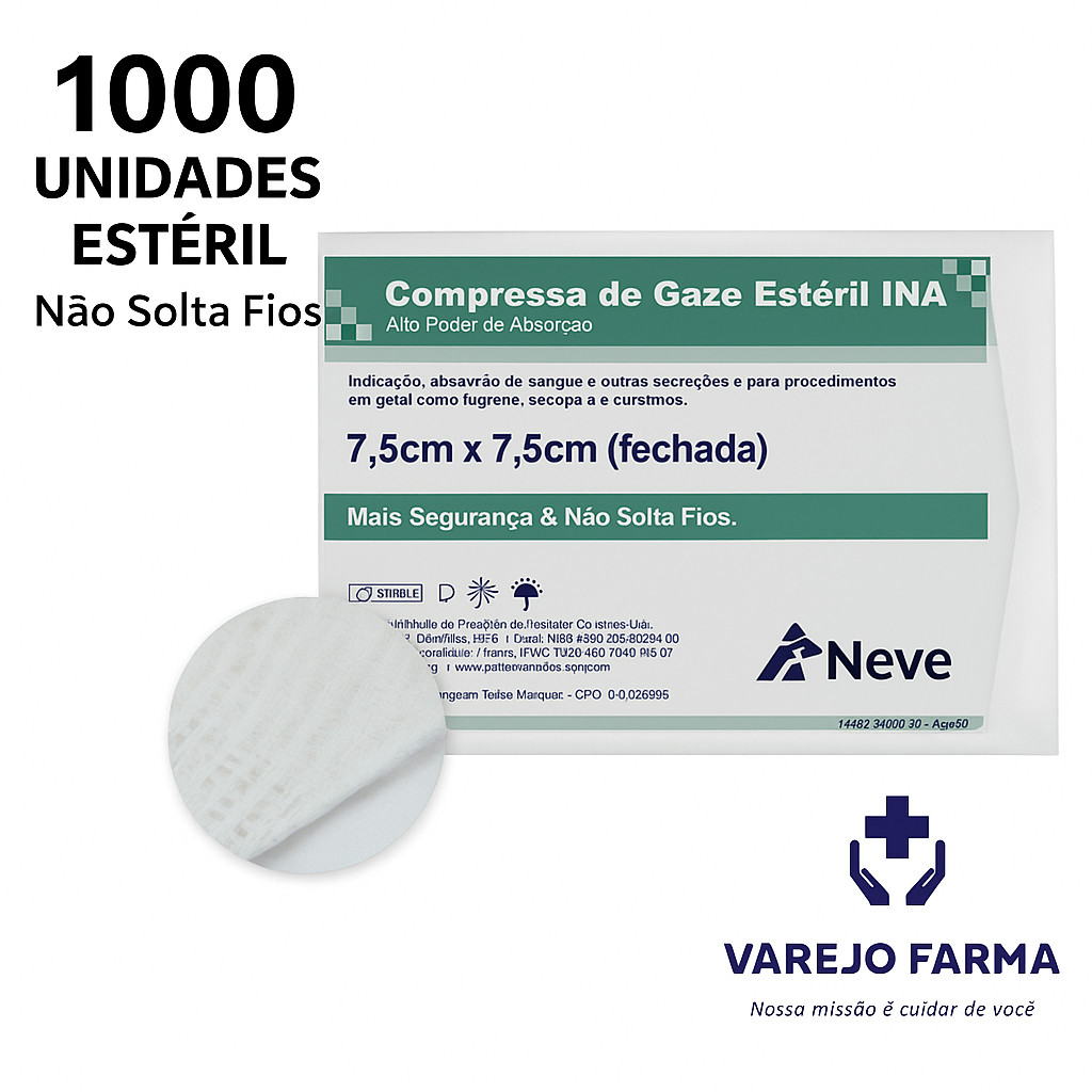 Kit Compressa de Gaze Esteril Várias Unidades 13 Fios 7,5x7,5cm Promoção De Atacado
