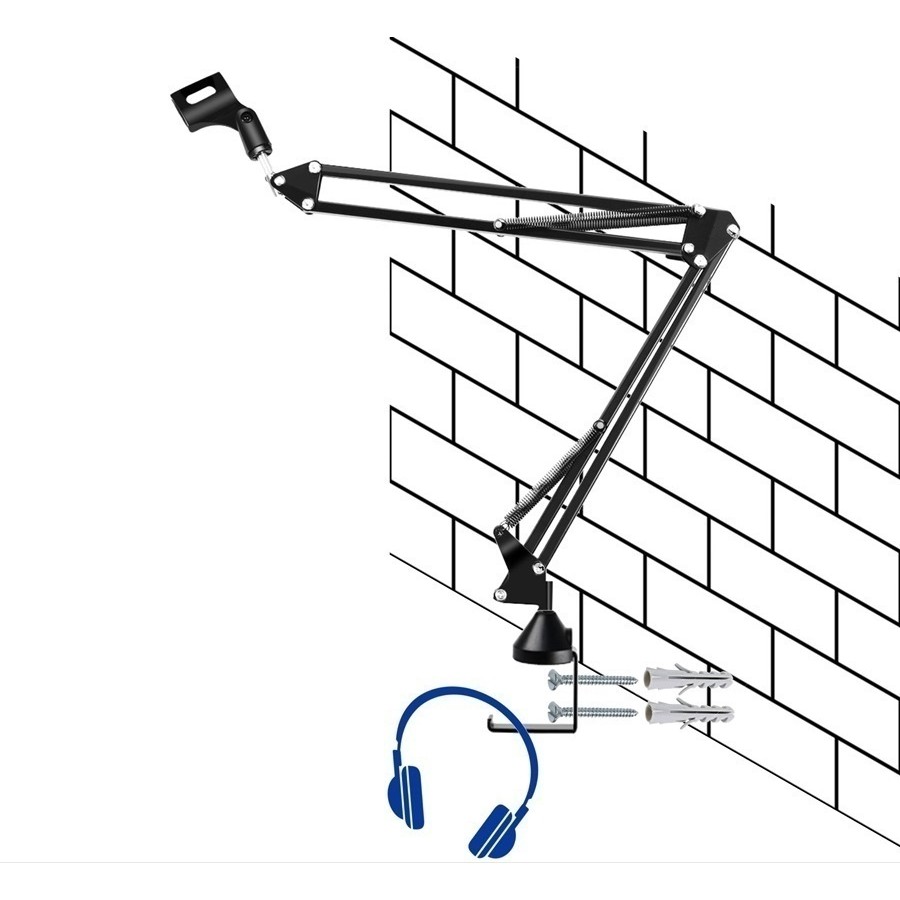 Braço Pedestal Articulado Parede p/ Microfone Condensador 