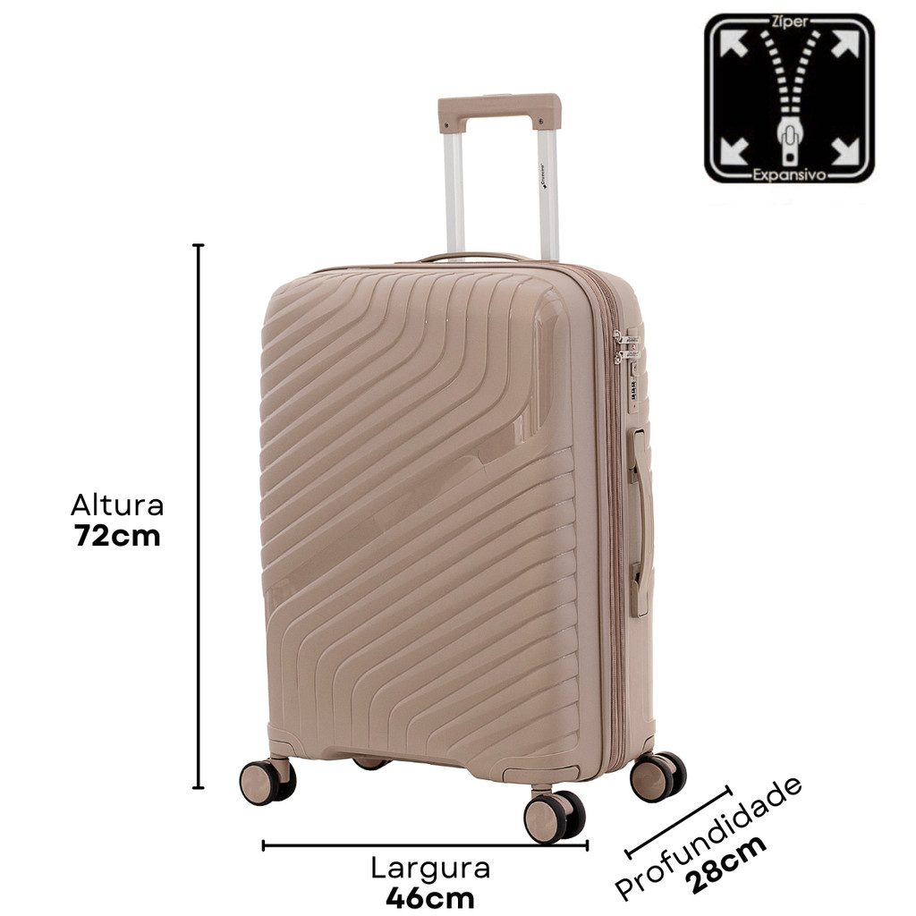 Mala de Viagem Grande 32kg Expansiva 360o Polipropileno Cruzeiro 6014