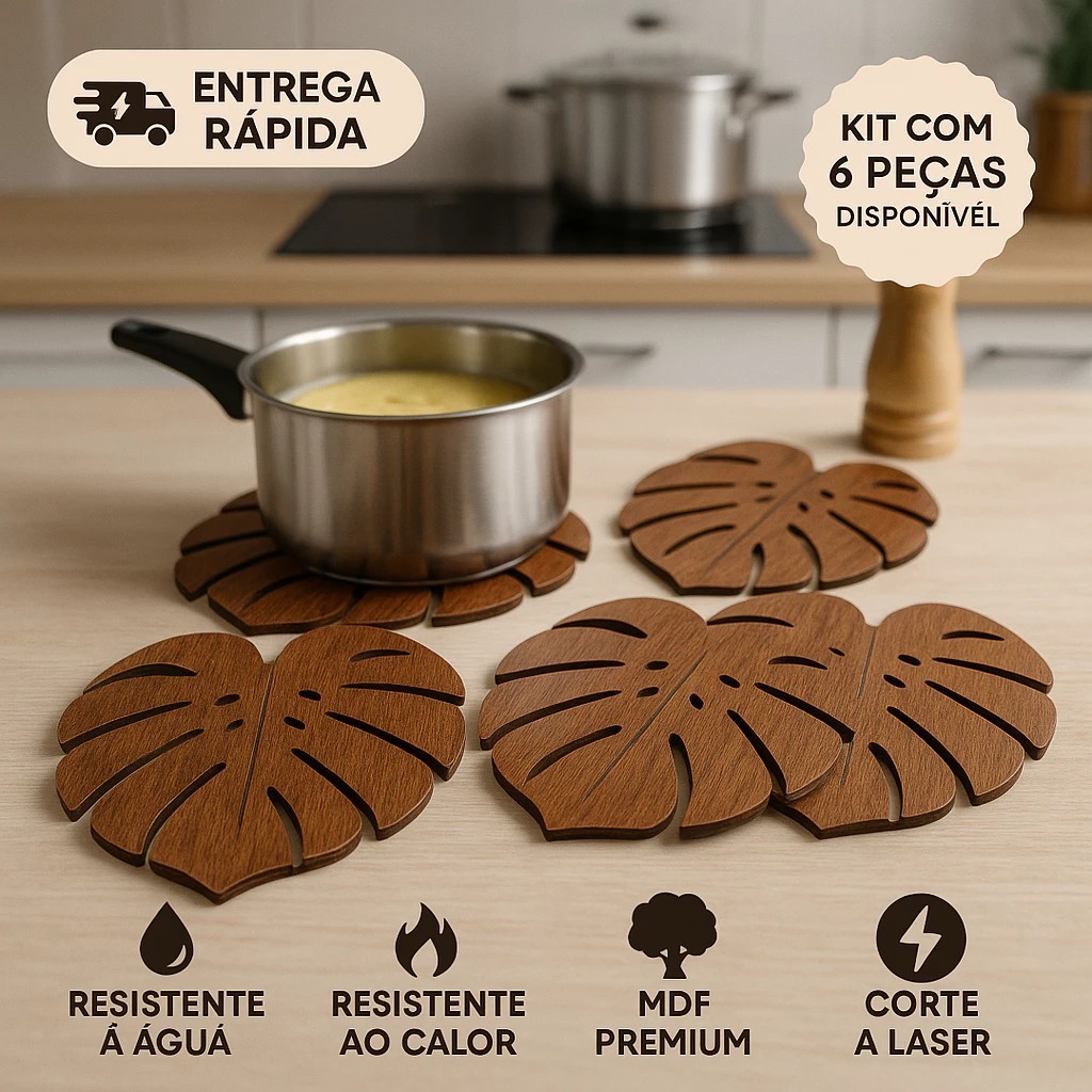 kit Descanso Apoio Suporte de Panela quente/ Proteção Para Pratos Jarras Suco Café, Tábua de Mesa. em Oferta na Shopee