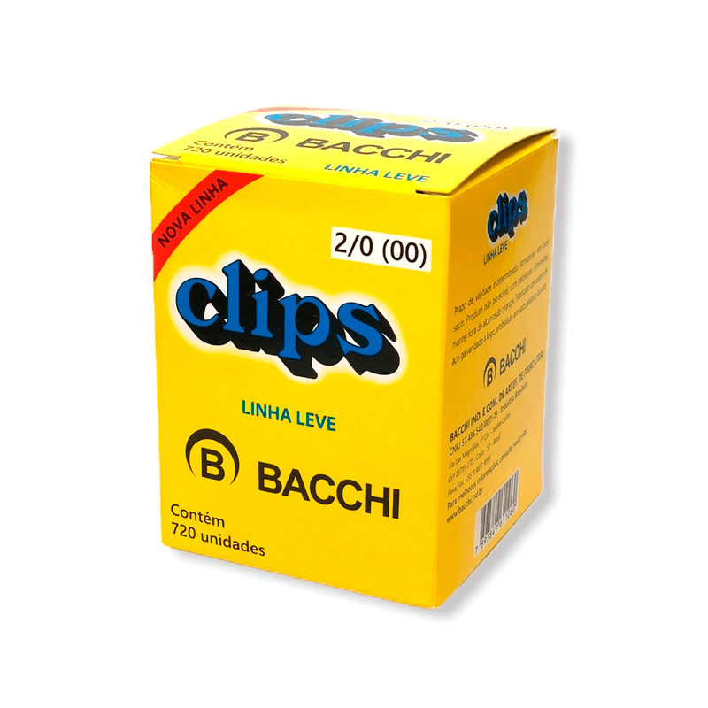 Clips galvanizado NR 2/0 (00) com 720 unidades Bacchi