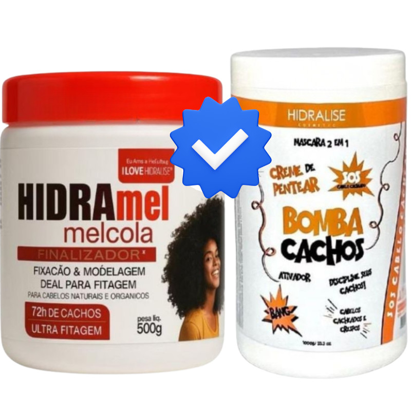 Kit Hidra Mel Cola Fitagem + Creme de Pentear Bomba Cachos