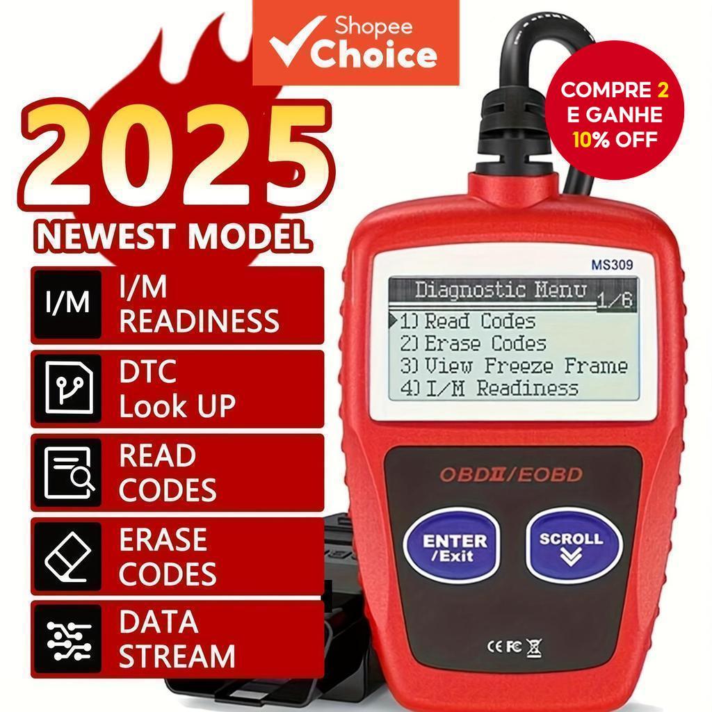 Scanner OBD2 MS309 Leitor Universal de Códigos de Falha do Motor, Verificação da Luz do Motor e Status do Monitor de em Oferta na Shopee