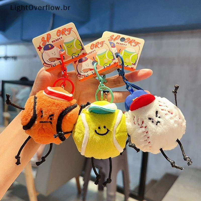 [LightOverflow] Chaveiro Criativo Bonito Bola Esportes Boneca De Pelúcia Bolsa Masculina E Feminina Pequeno Pingente Des