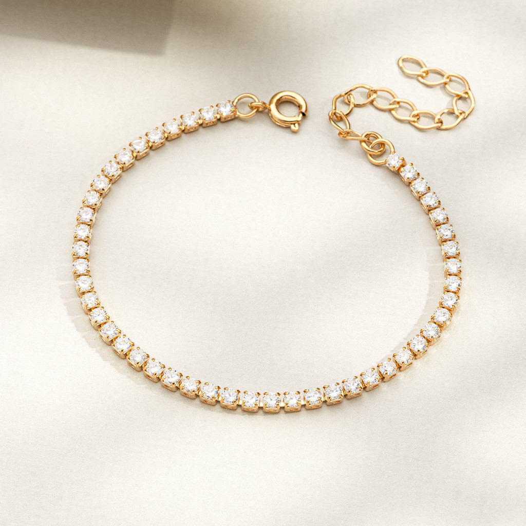 Pulseira Riviera Zirconia Luxo Banhado em Ouro, Semijoia