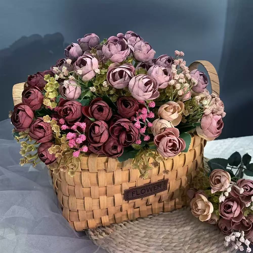 Mini Buque de Peonia Artificial para Buque de Madrinha e Noiva Buque Decorativo com Matinho - mt-777-23