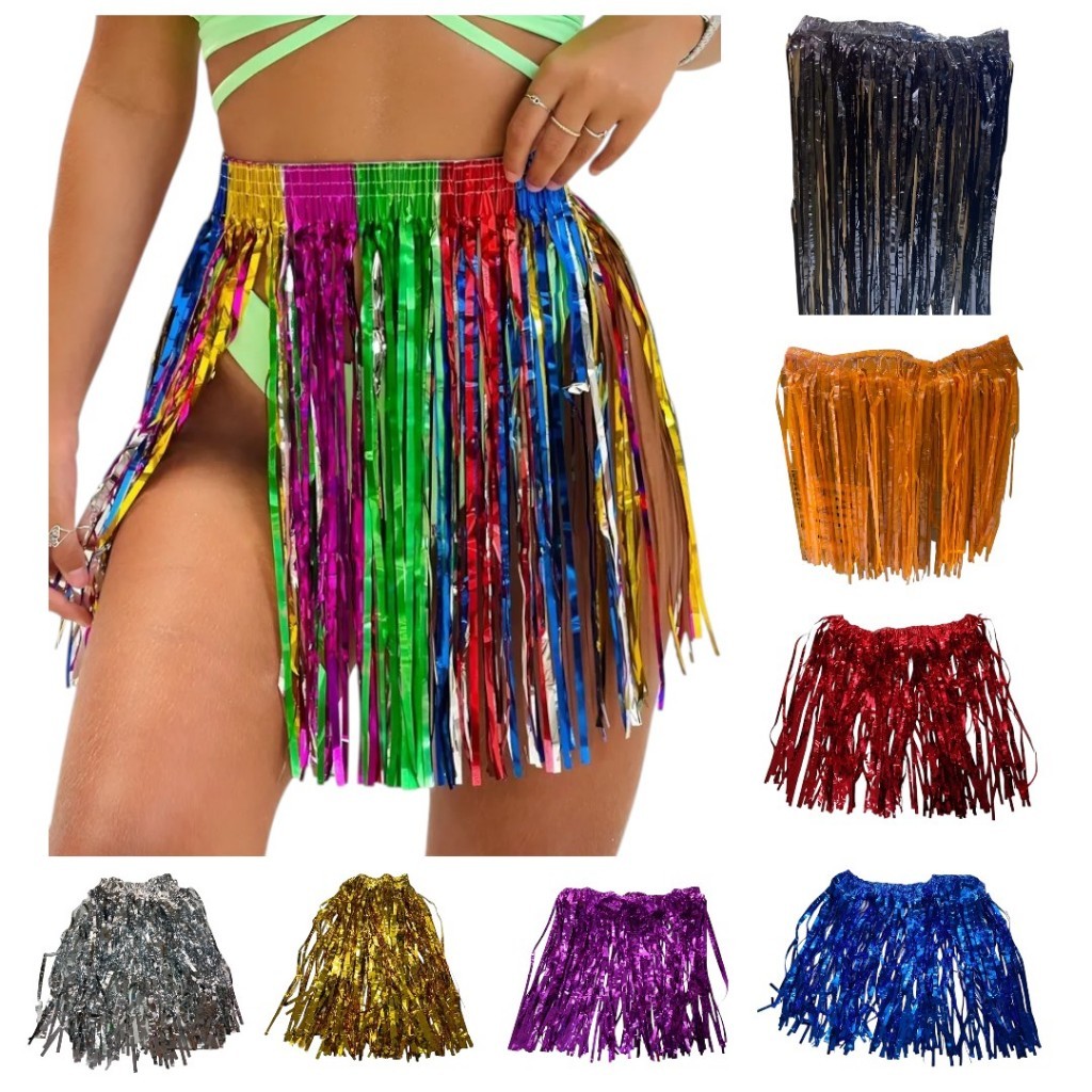 Saia De Fitilho Metalizado Carnaval 40 cm e 60 cm Carnaval Halloween Fantasia Cosplay Festa