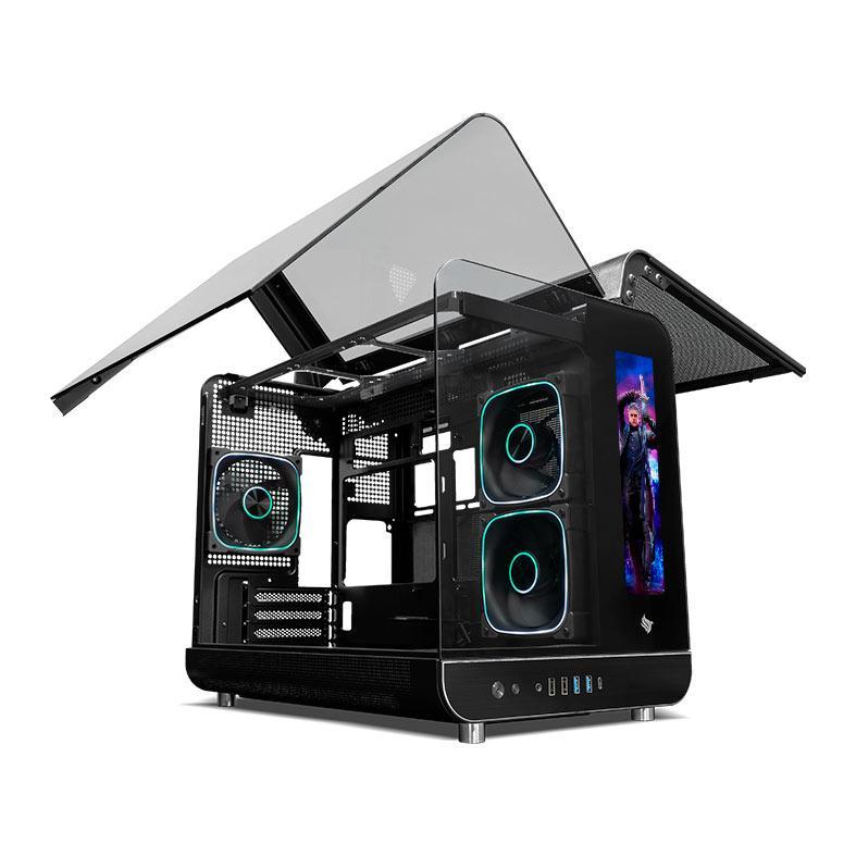 Gabinete Gamer Pichau Ikaros ARGB Mini-Tower Tela LCD Lateral de Vidro Com 3 Fans Preto, PG-IKO-BK3L em Oferta na Shopee