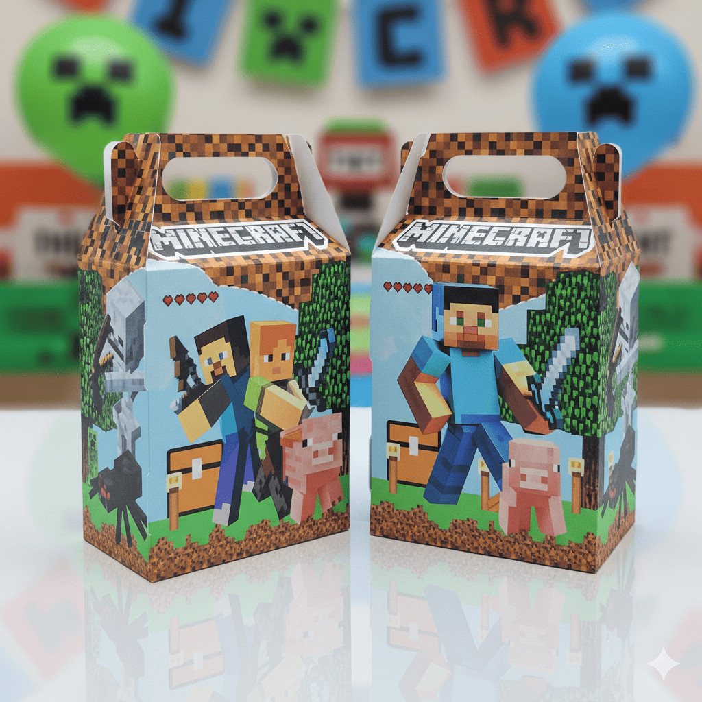Até 50un Caixinha Maleta Minecraft - Festa Decoração e Aniversário ( Maletinha )