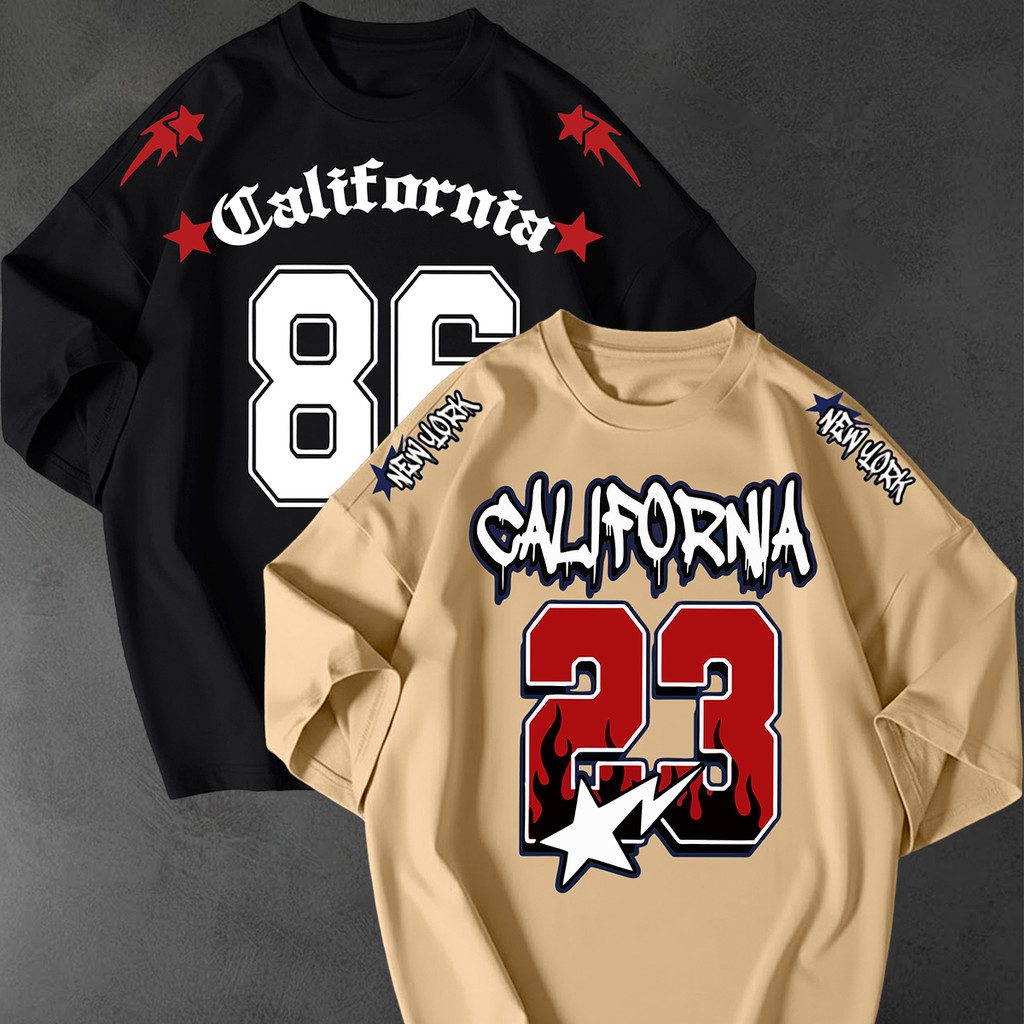 Kit 2 Camisetão Oversized Streetwear Estampa California Numero 23 86 Unissex Larga Solta Premium

