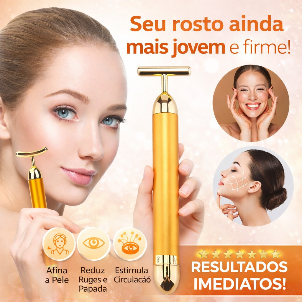Massageador Facial Vibratório Energy Beauty – Lifting, Drenagem Linfática e Rejuvenescimento da Pele
