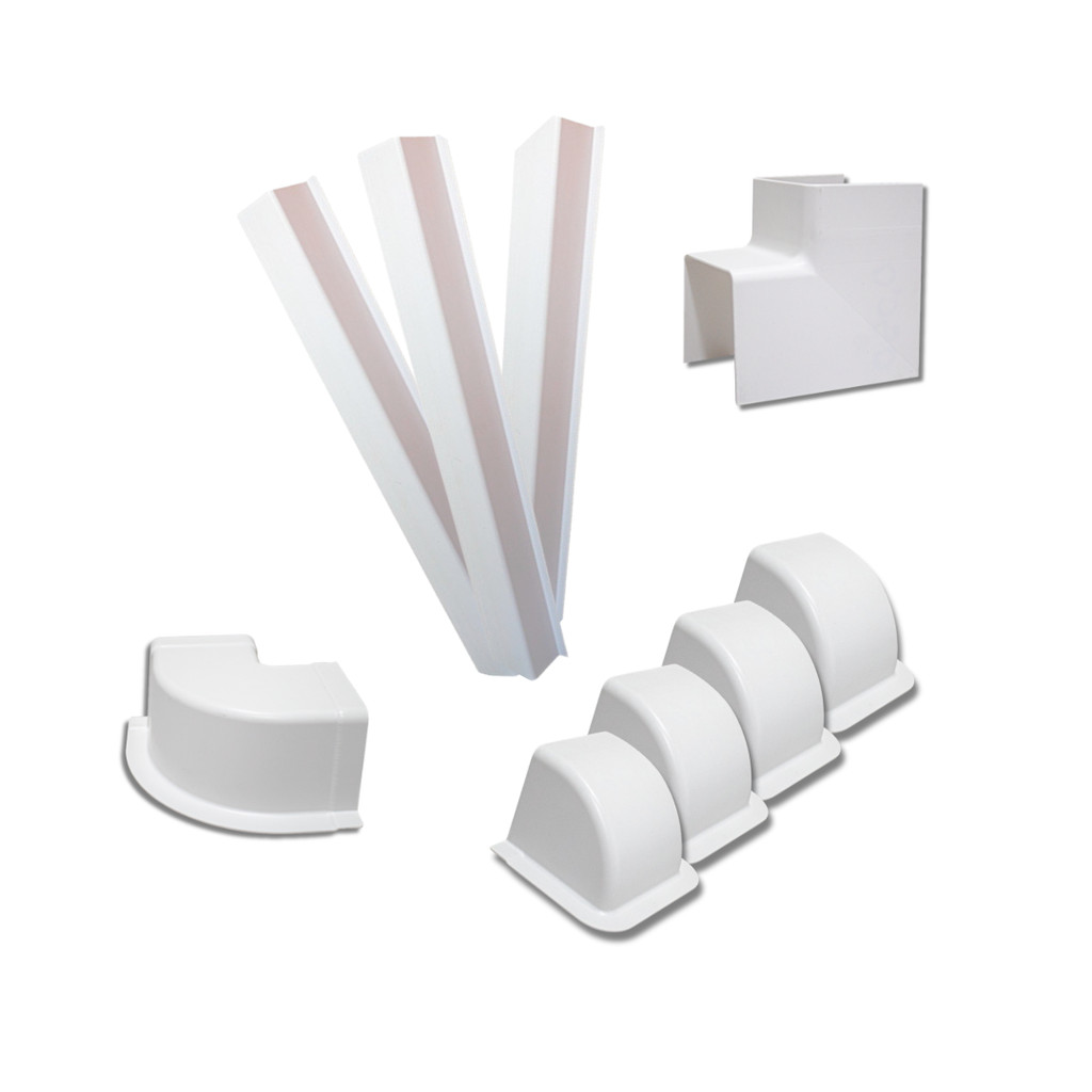 Kit Canaleta 85mm Curva Terminal Branca Para Ar Condicionado