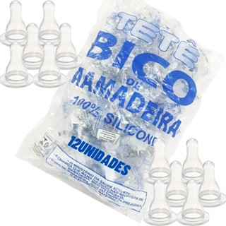Kit Bico de Mamadeira Redondo Pacote com 12 Unidades 100% Silicone Tetê em Oferta na Shopee