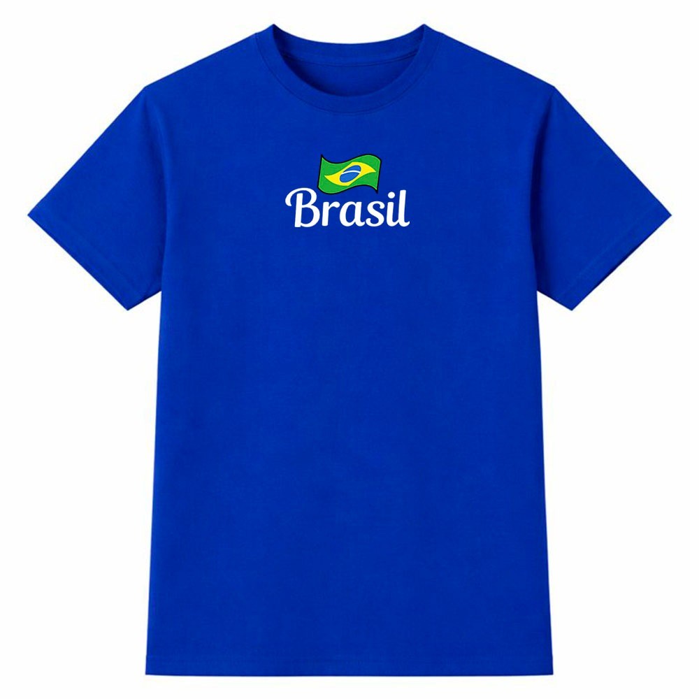 Camiseta Masculina 100% Algodão Camisa Brasil Bandeira Clássica Futebol Copa do Mundo Torcida 
