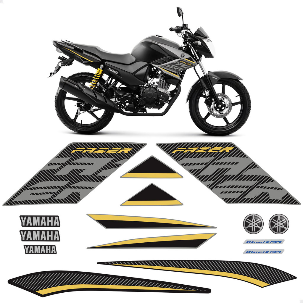Adesivos Para Moto Yamaha Fazer 150 SED 2017/2018 + Emblemas em Oferta na Shopee