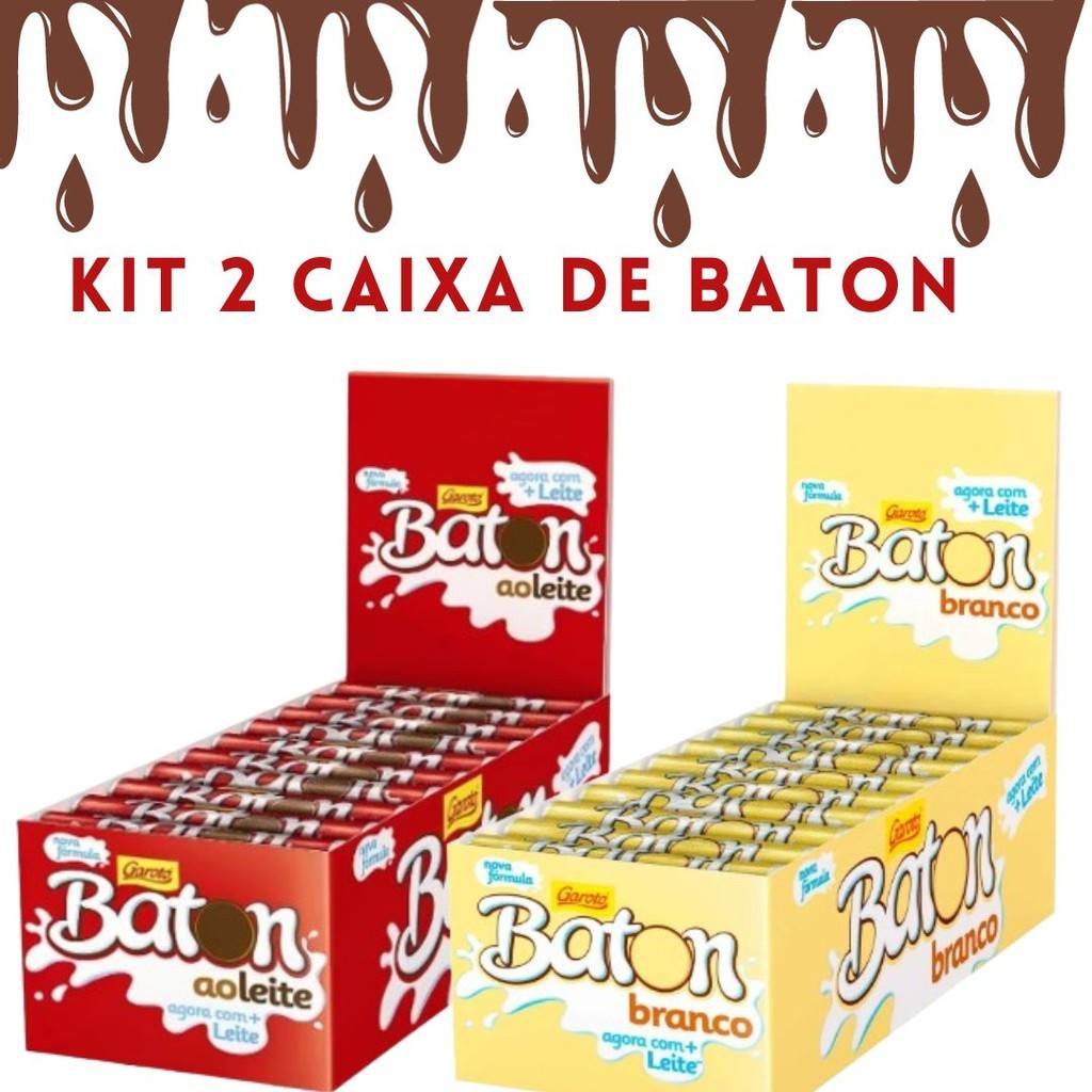 Kit Caixa de Baton ao Leite e Caixa de Baton Branco 16g em Oferta na Shopee