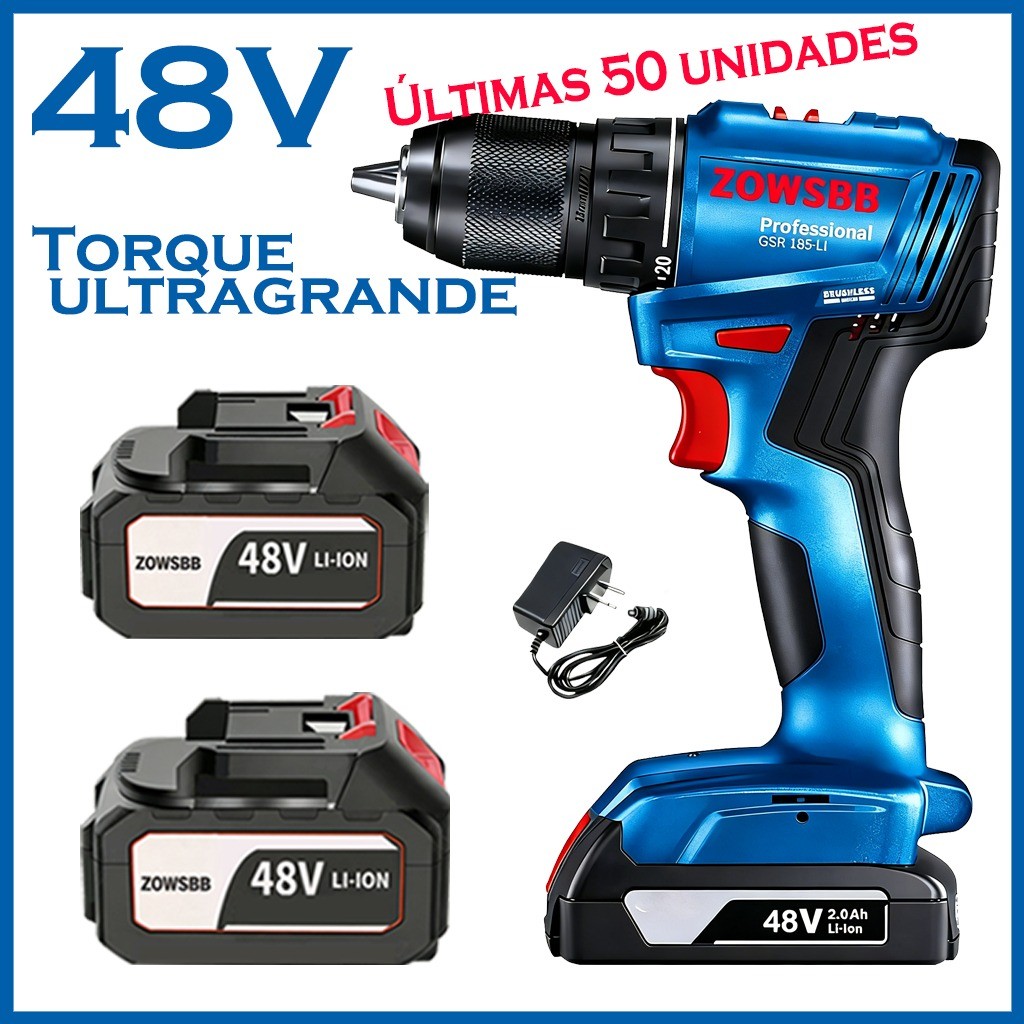 Furadeira parafusadeira 48V furadeira de impacto 2 Baterias Genérica bosch GSB 6-115 elétrica