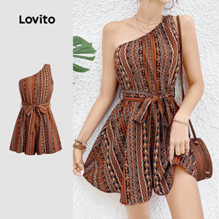 Lovito Macacão Boho com Cinto Assimétrico para Primavera/verão para Mulheres L138ED567 em Oferta na Shopee