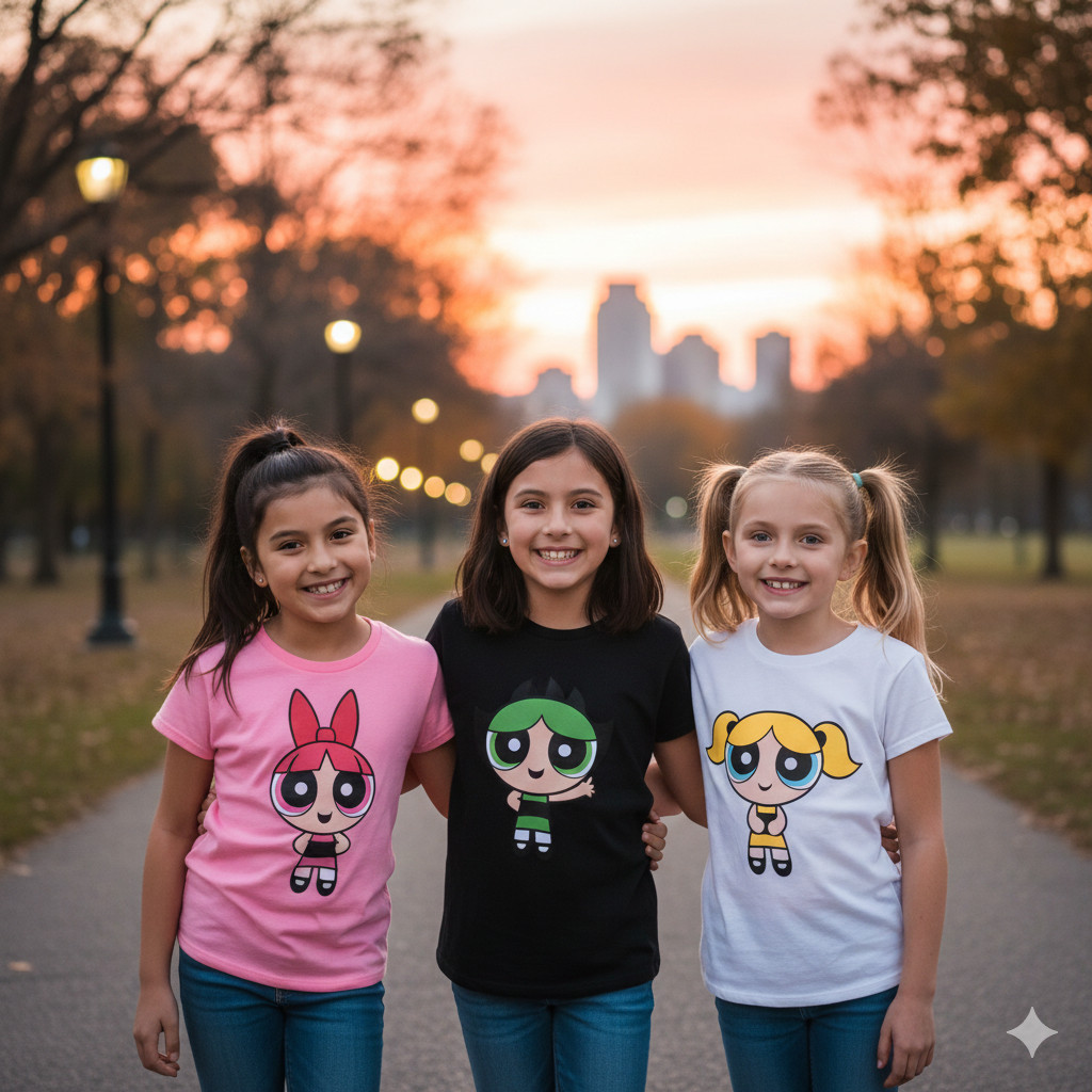Kit 3 Camisetas Menina Algodão Meninas Super Poderosas Lindinha Docinho e Florzinha