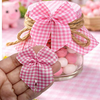 Laço para Lembrancinhas XADREZ ROSA 20/40/100 UNID. - nº5 - 5 cm DE TECIDO em Oferta na Shopee