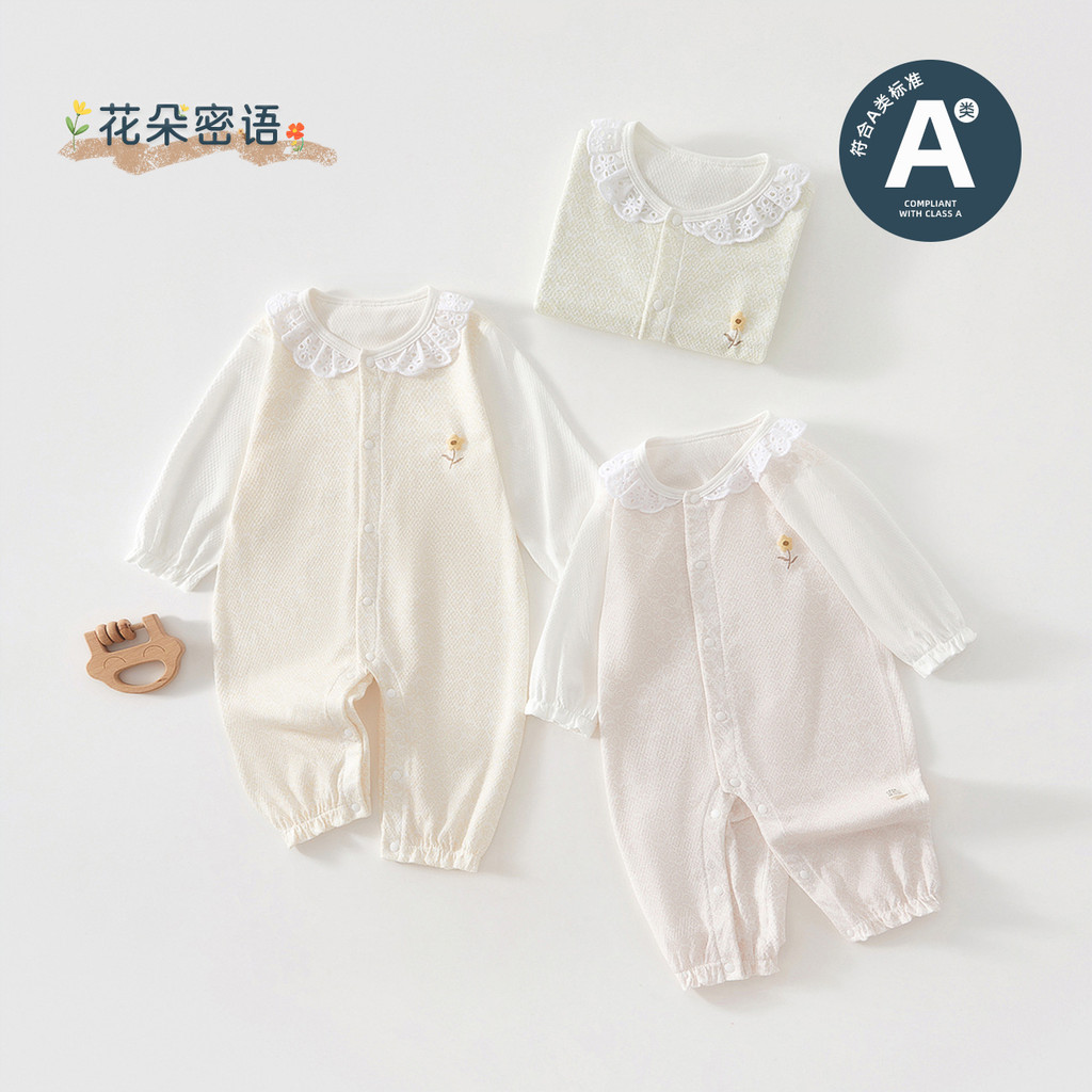 Bebê roupas de bebê roupas de verão bebê menina macacão verão fino manga comprida recém-nascido cem dias mês cheio roupa